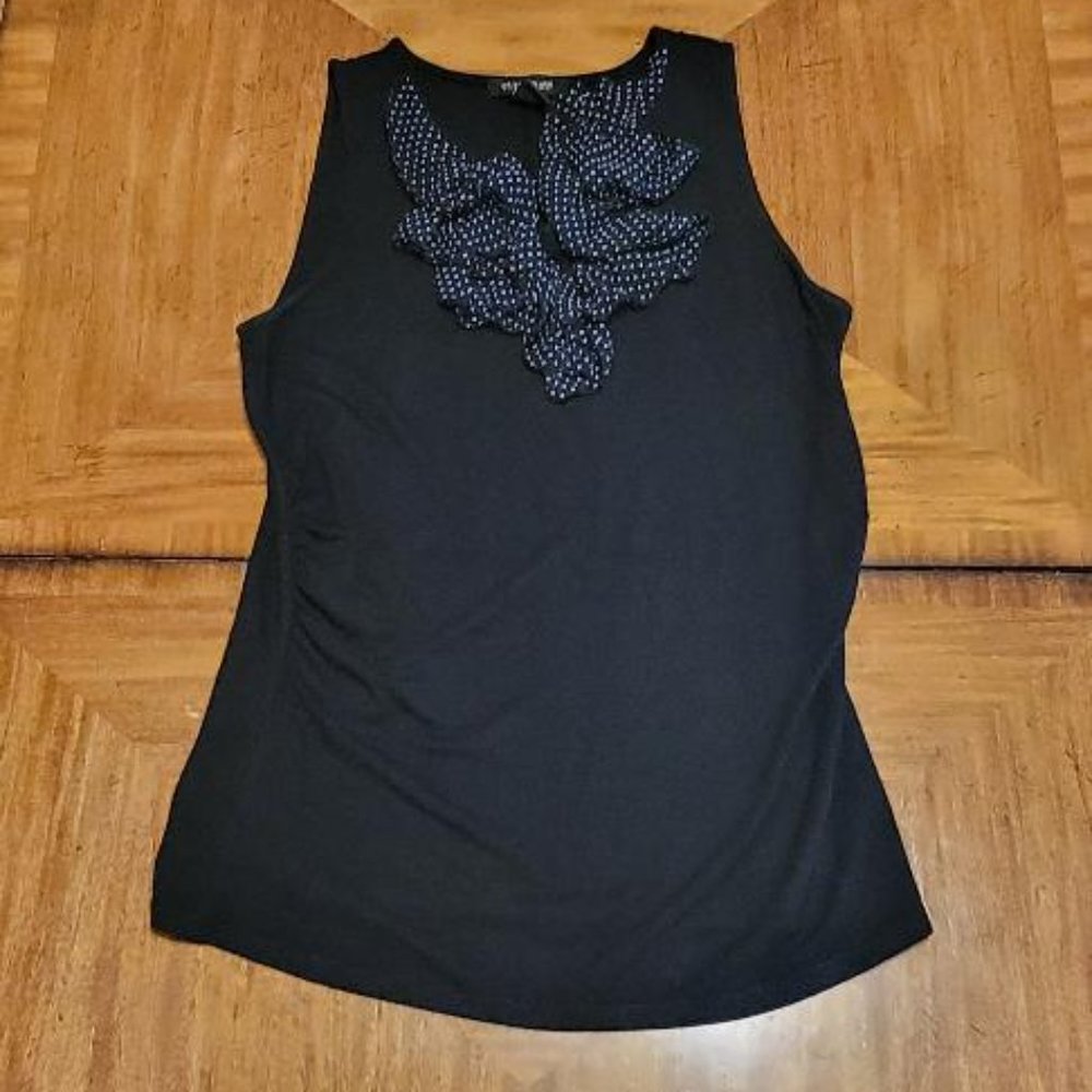 WHBM Dressy Black Tank with Ruffle Front - Picture 2 of 10